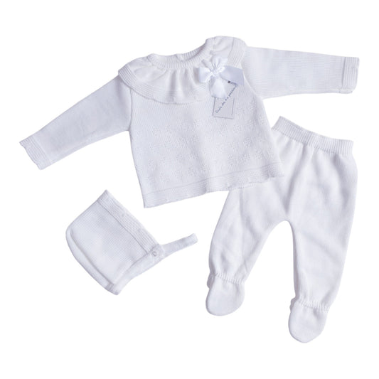 Baby Girls White Spanish Knitted 3 Piece Box Set