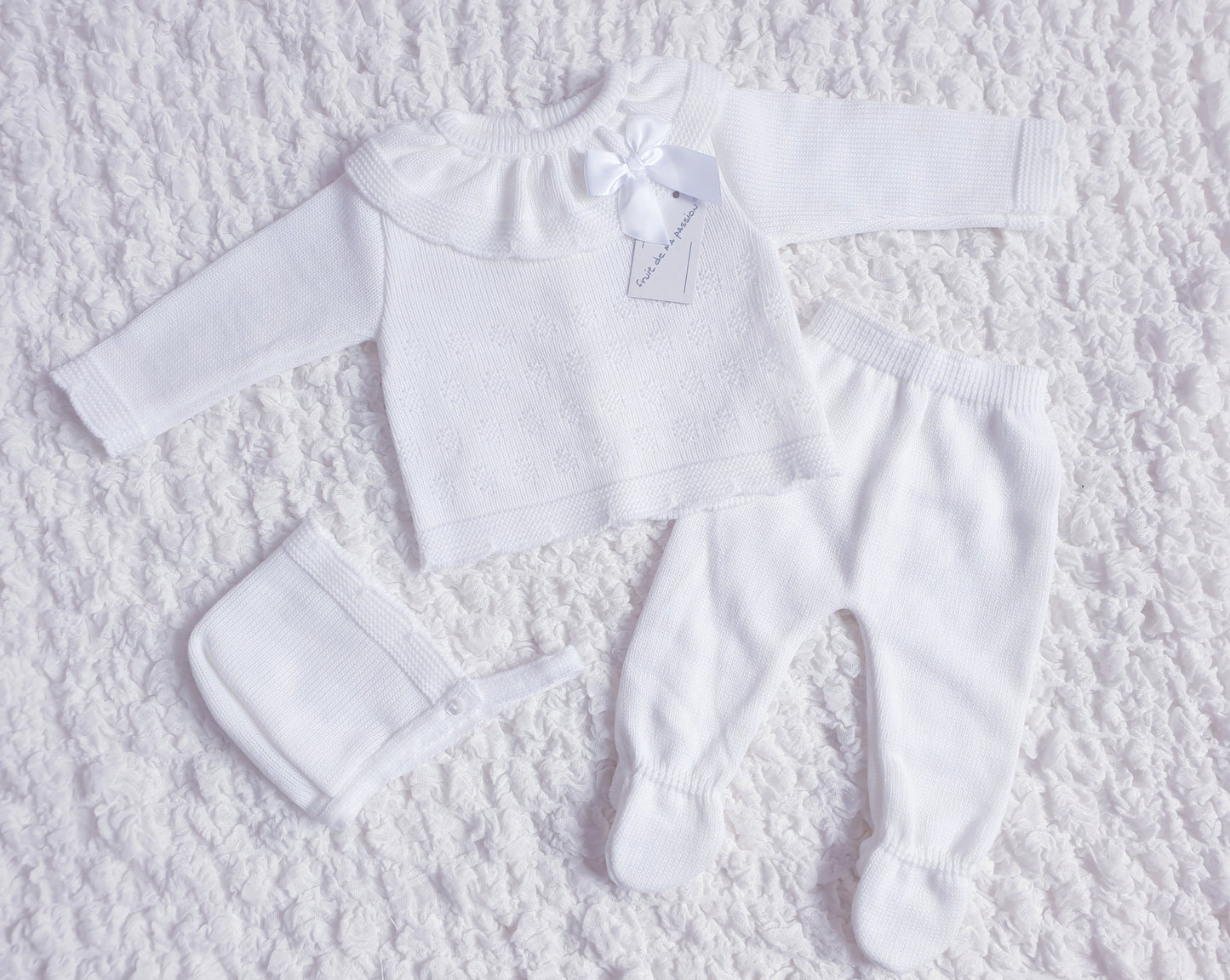 Baby Girls White Spanish Knitted 3 Piece Box Set