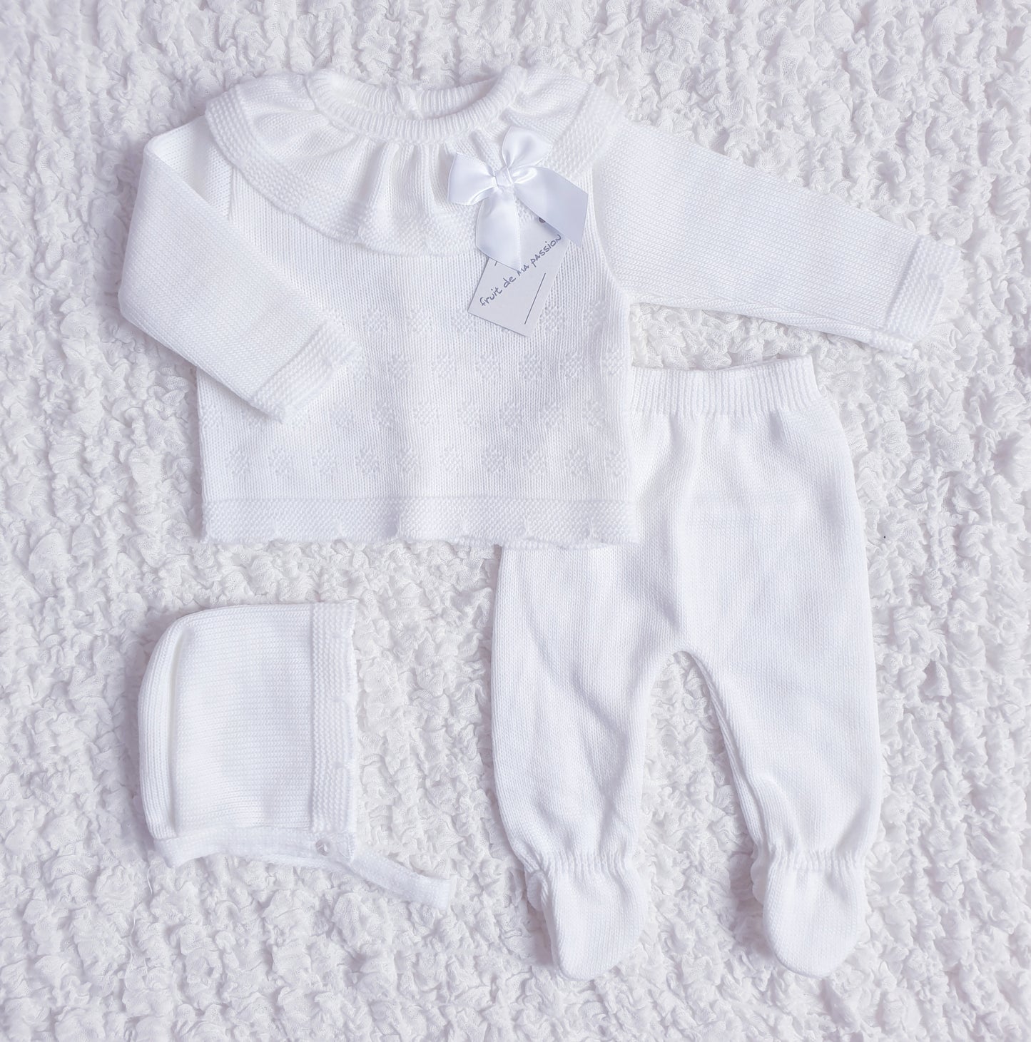 Baby Girls White Spanish Knitted 3 Piece Box Set