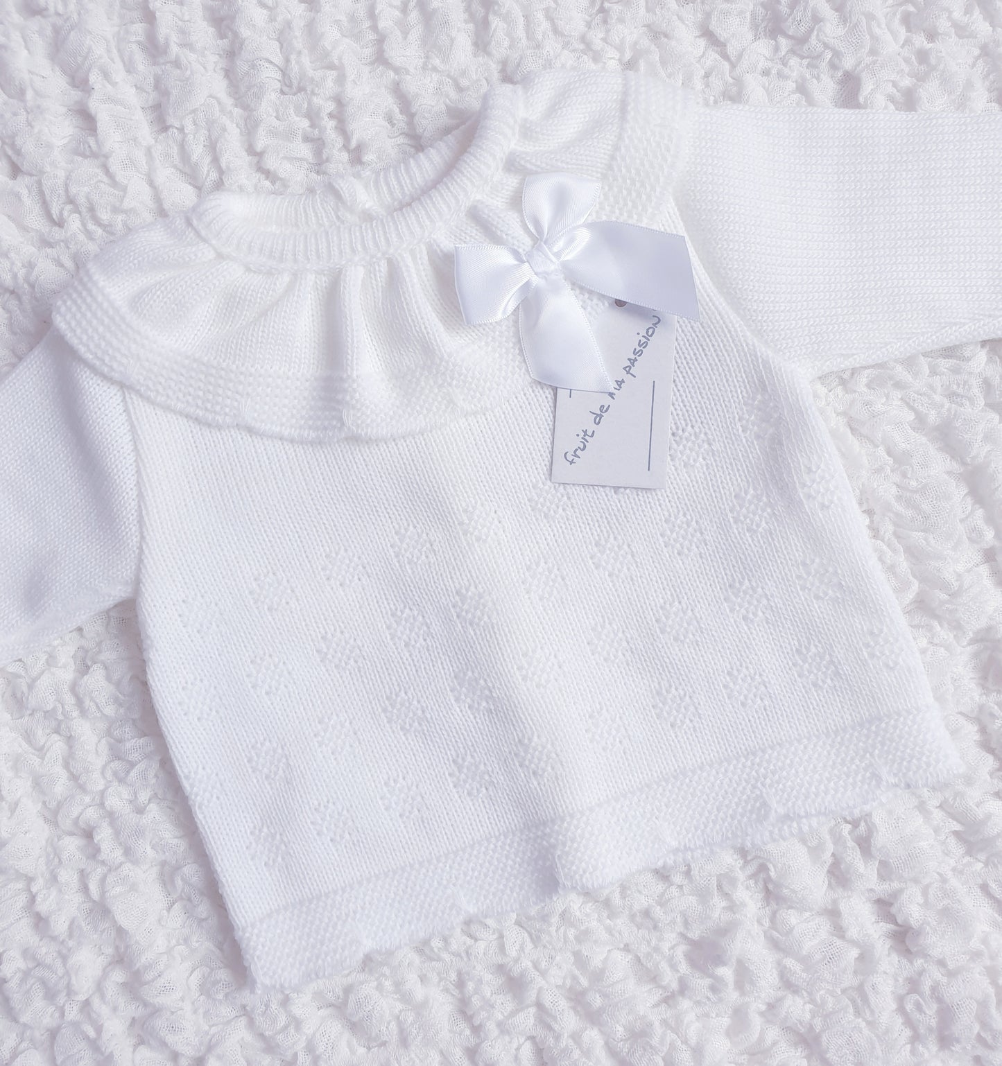 Baby Girls White Spanish Knitted 3 Piece Box Set