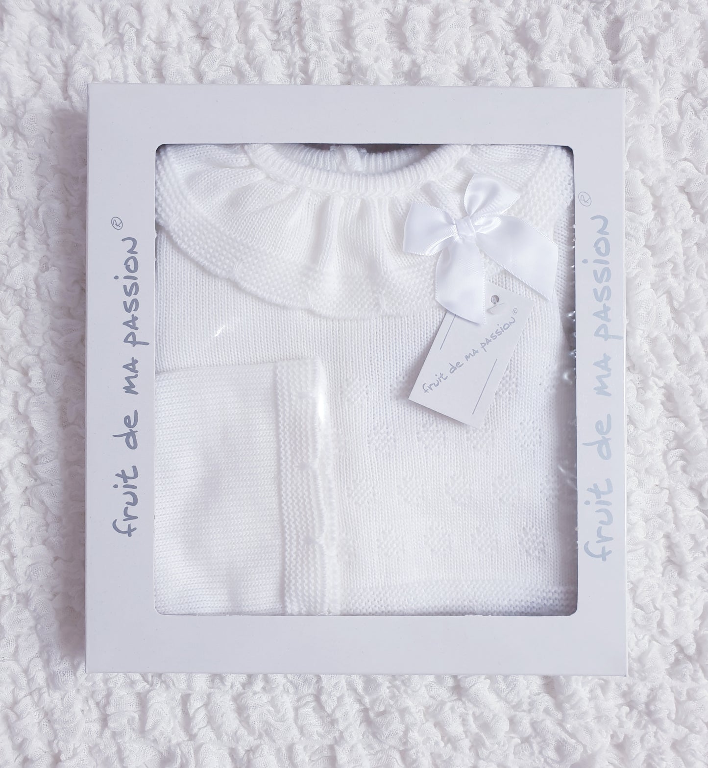 Baby Girls White Spanish Knitted 3 Piece Box Set