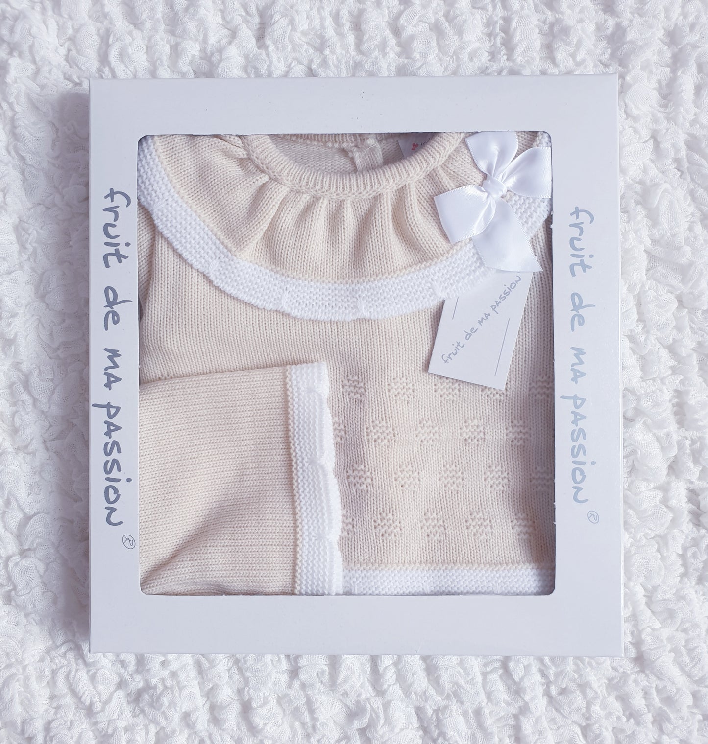 Baby Girls Beige Spanish Knitted 3 Piece Box Set