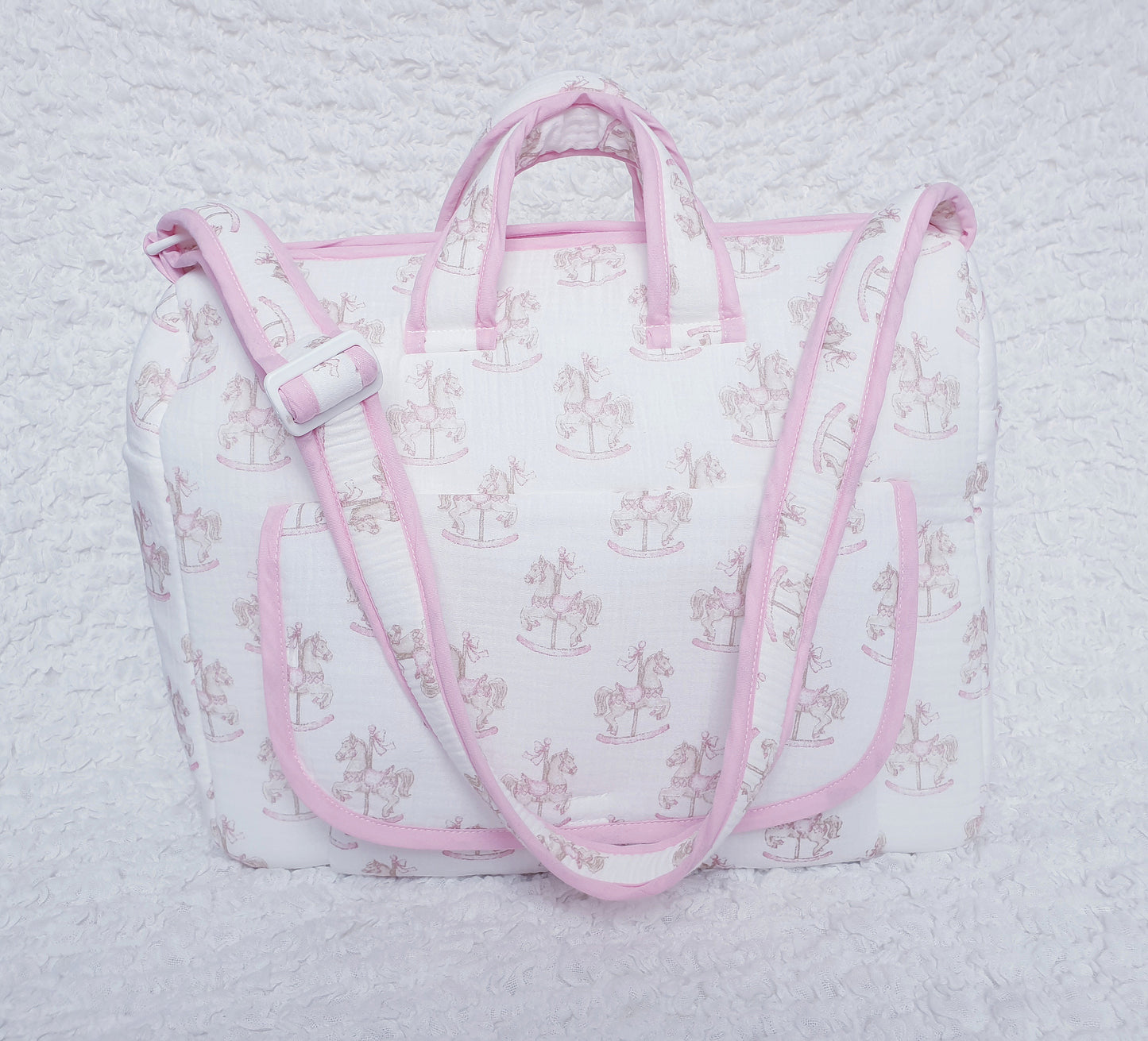 Rocking Horse Baby Changing Bag Pink Blue