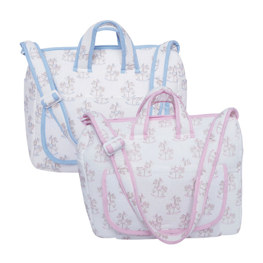 Rocking Horse Baby Changing Bag Pink Blue
