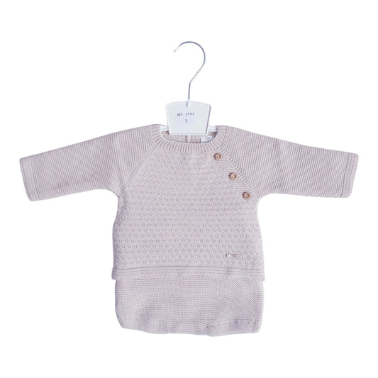Baby Boys Beige Knitted Jam Pants Set