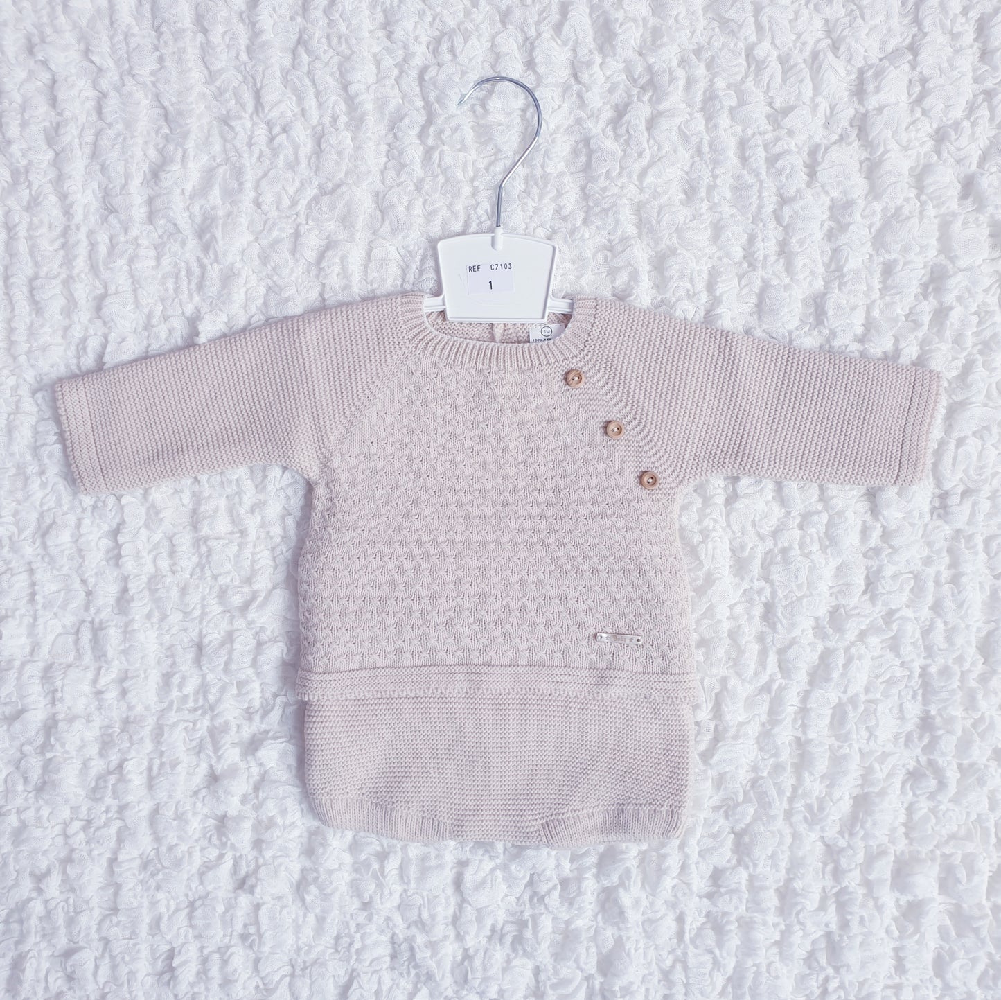 Baby Boys Beige Knitted Jam Pants Set