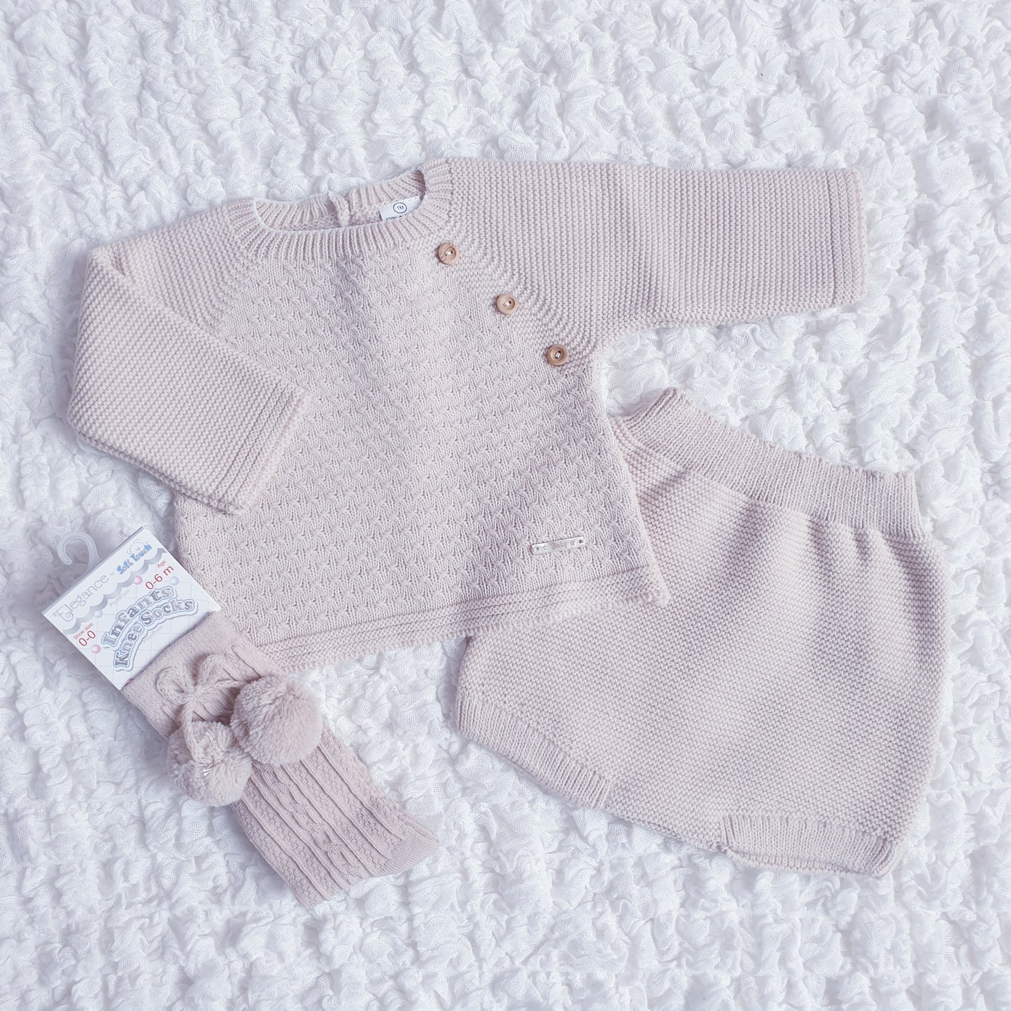 Baby Boys Beige Knitted Jam Pants Set