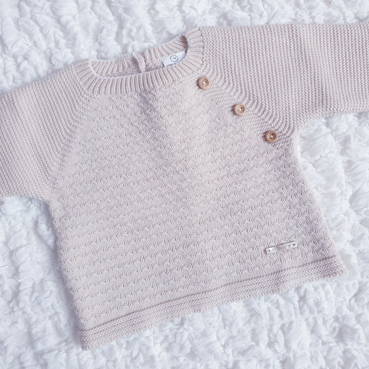 Baby Boys Beige Knitted Jam Pants Set