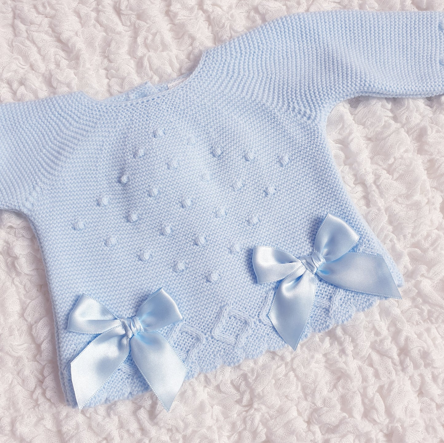 Baby Blue Double Bow Knitted Set