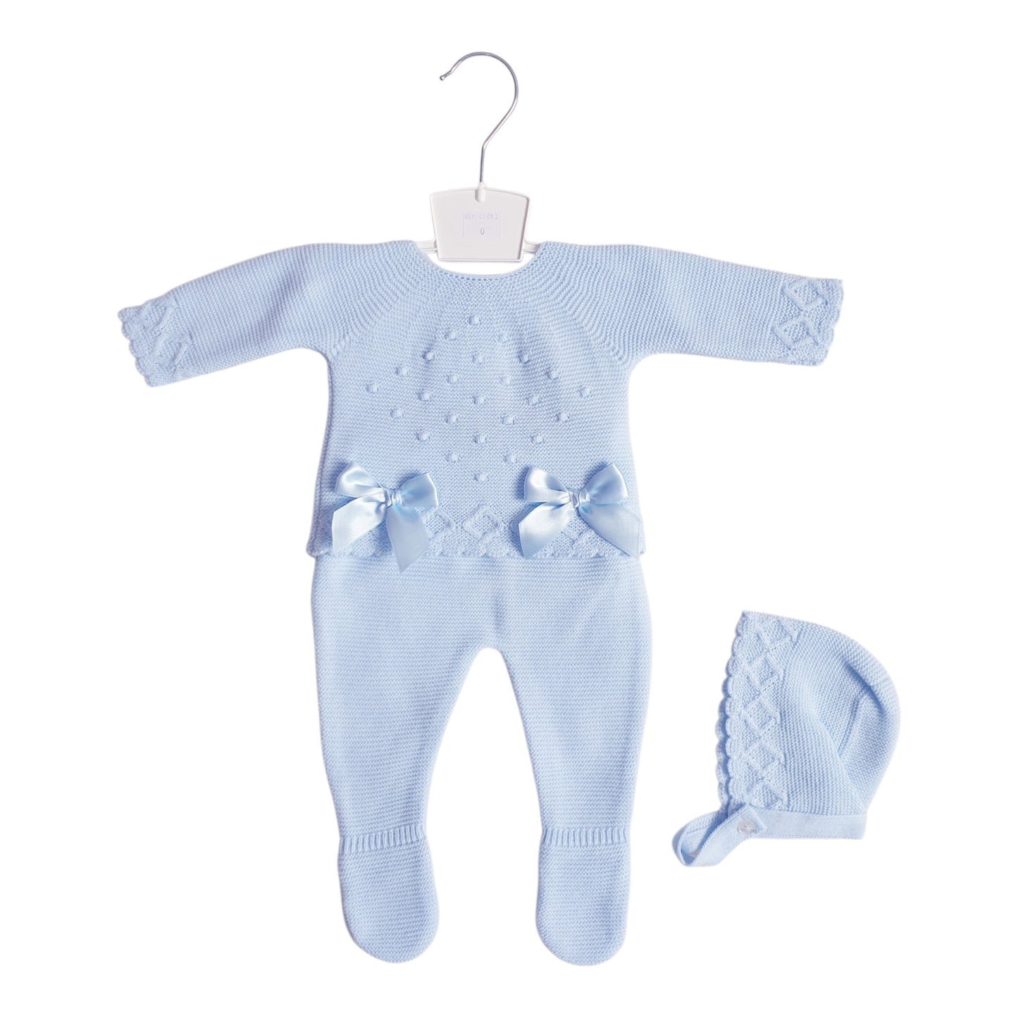 Baby Blue Double Bow Knitted Set
