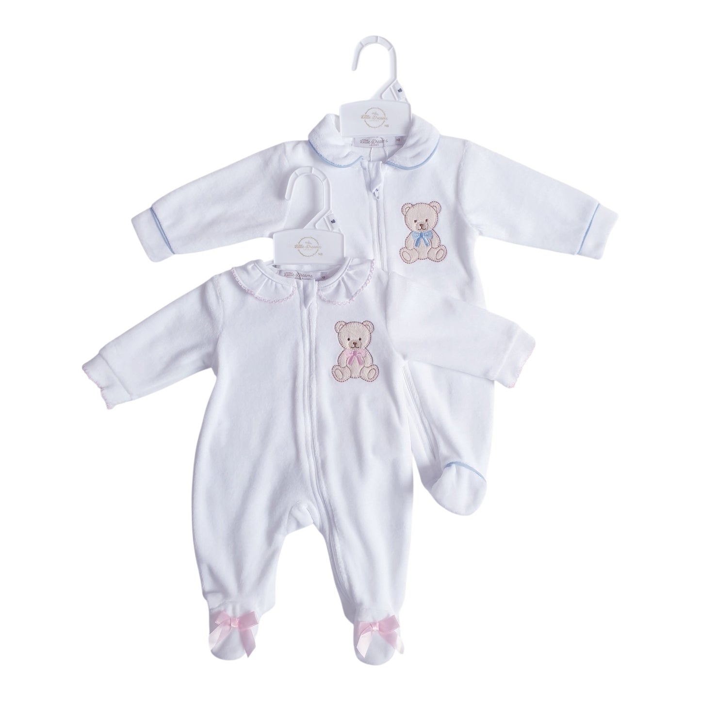 Baby Girls Boys Teddy Velour Babygrow