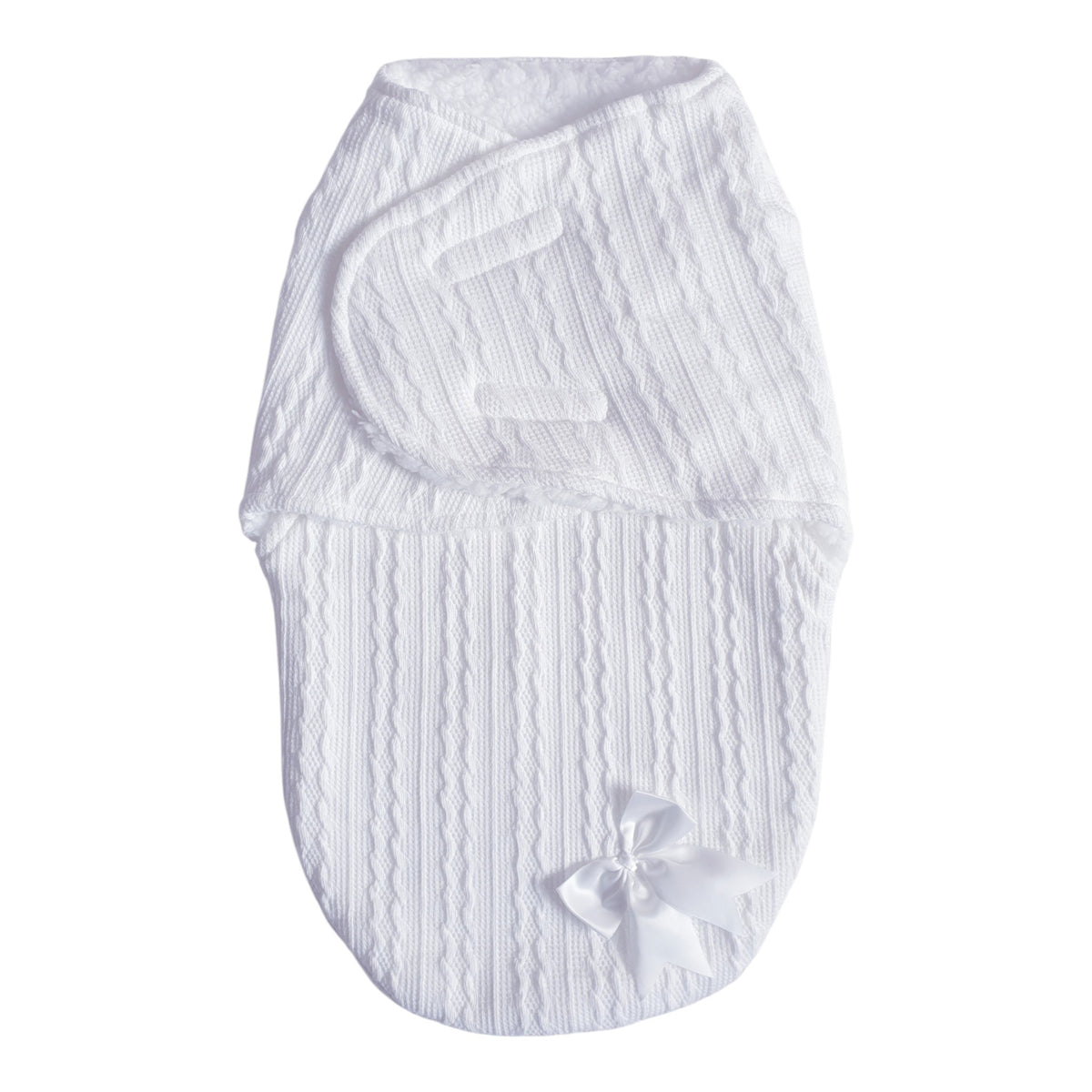 Baby White Bow Cable Swaddle Wrap