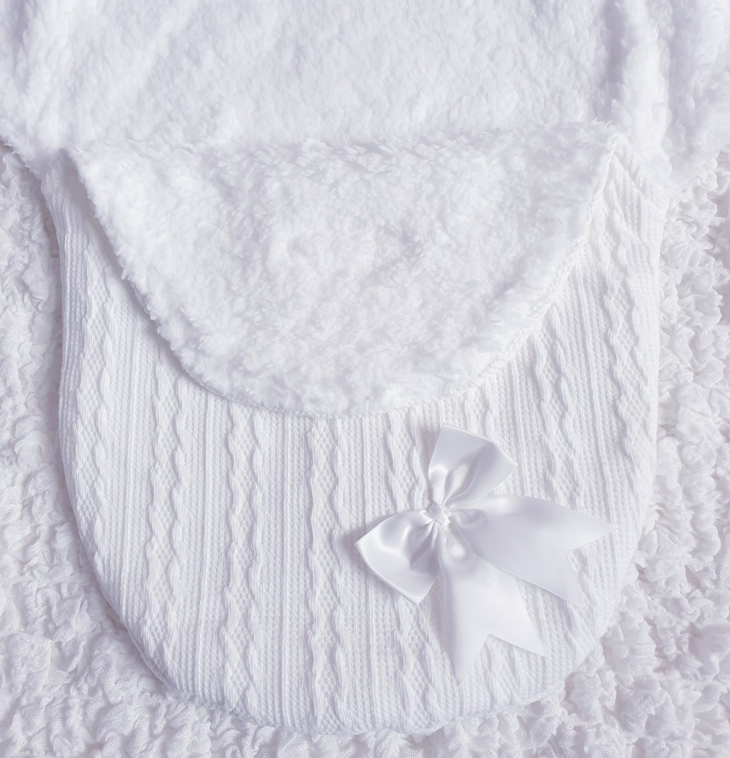 Baby White Bow Cable Swaddle Wrap