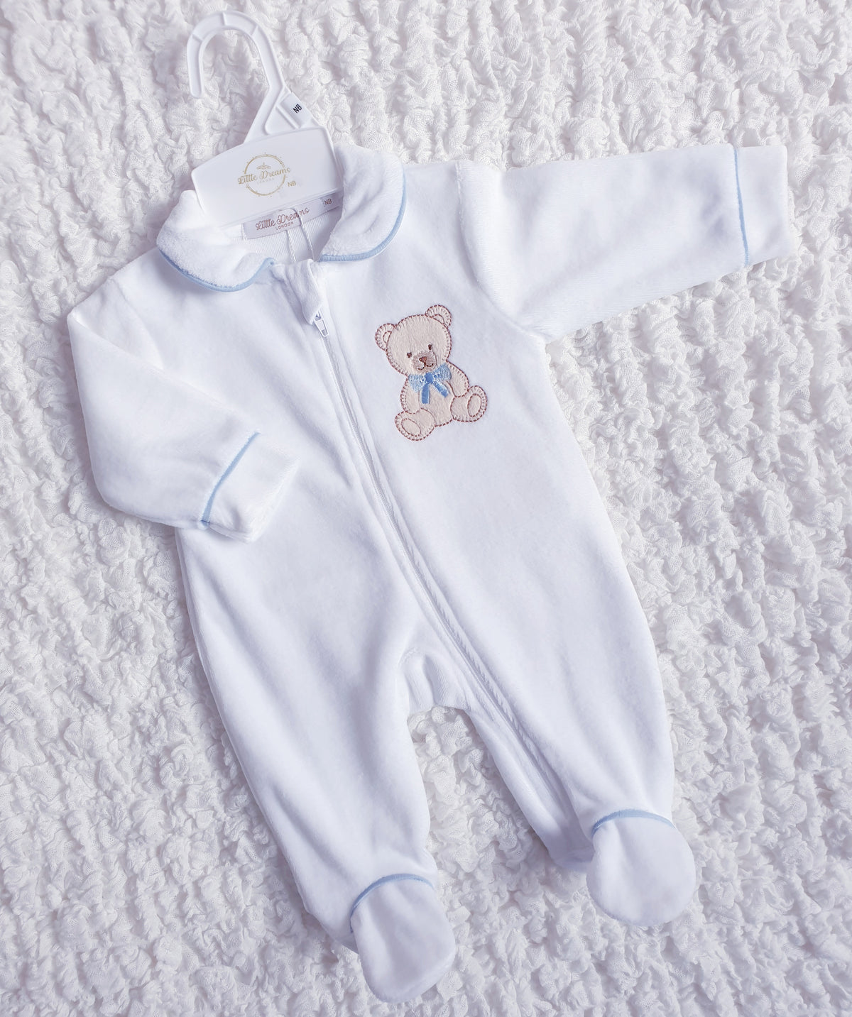 Baby Girls Boys Teddy Velour Babygrow