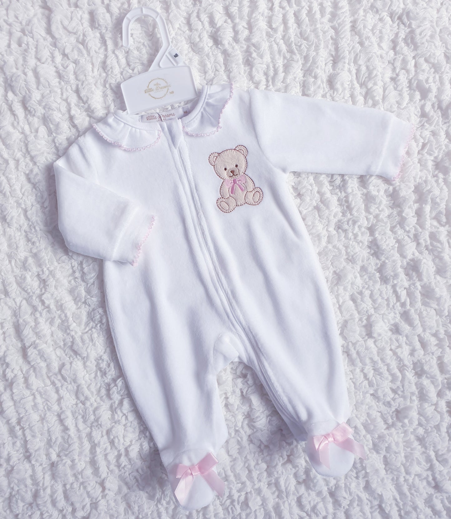 Baby Girls Boys Teddy Velour Babygrow