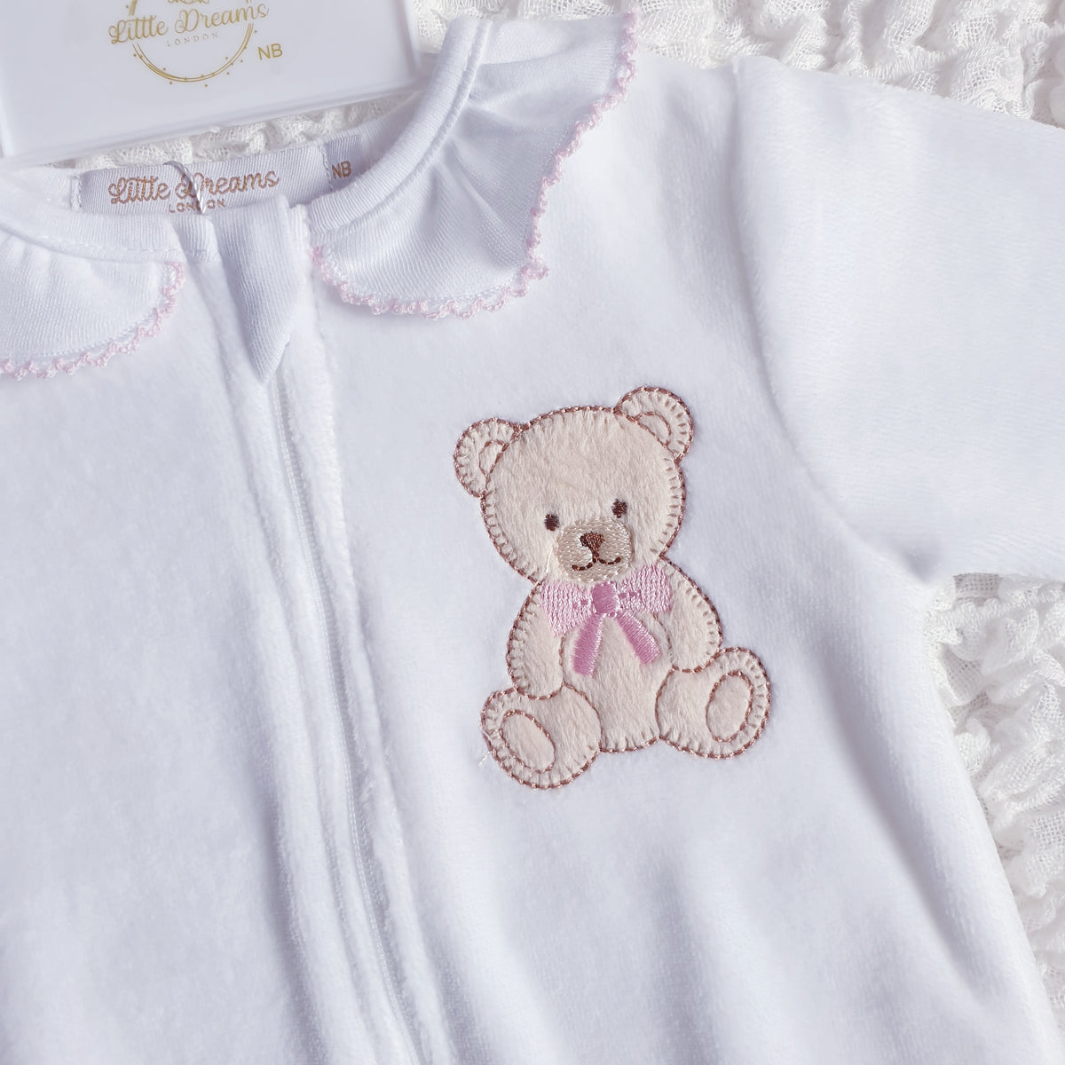 Baby Girls Boys Teddy Velour Babygrow