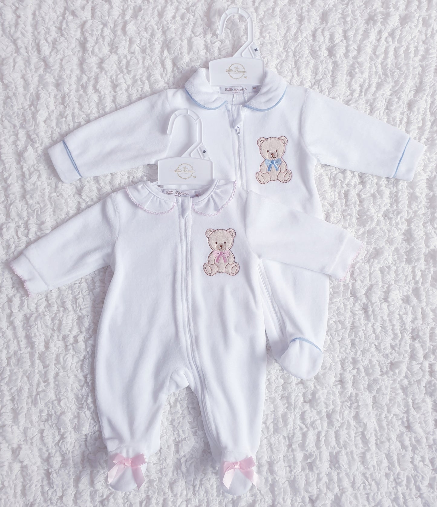 Baby Girls Boys Teddy Velour Babygrow