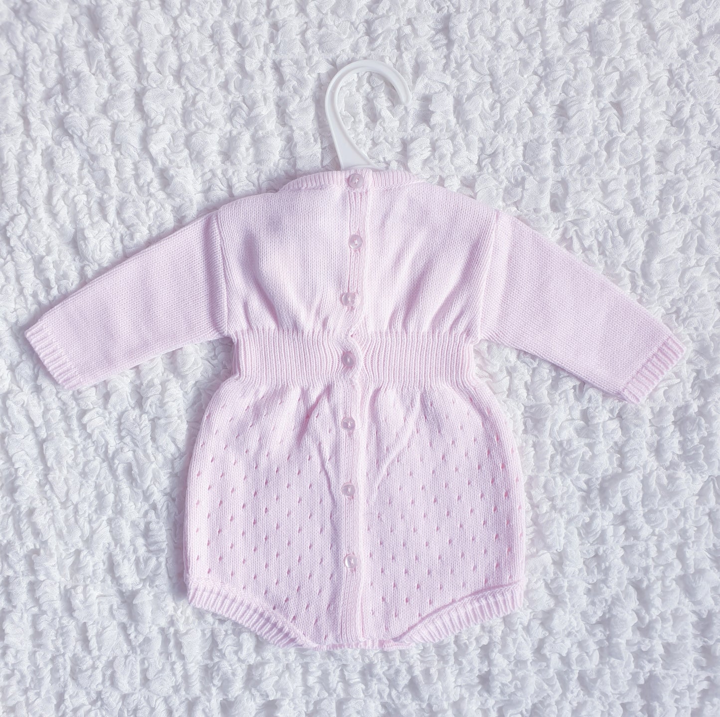 Baby Girls Pink Knitted Bow Romper