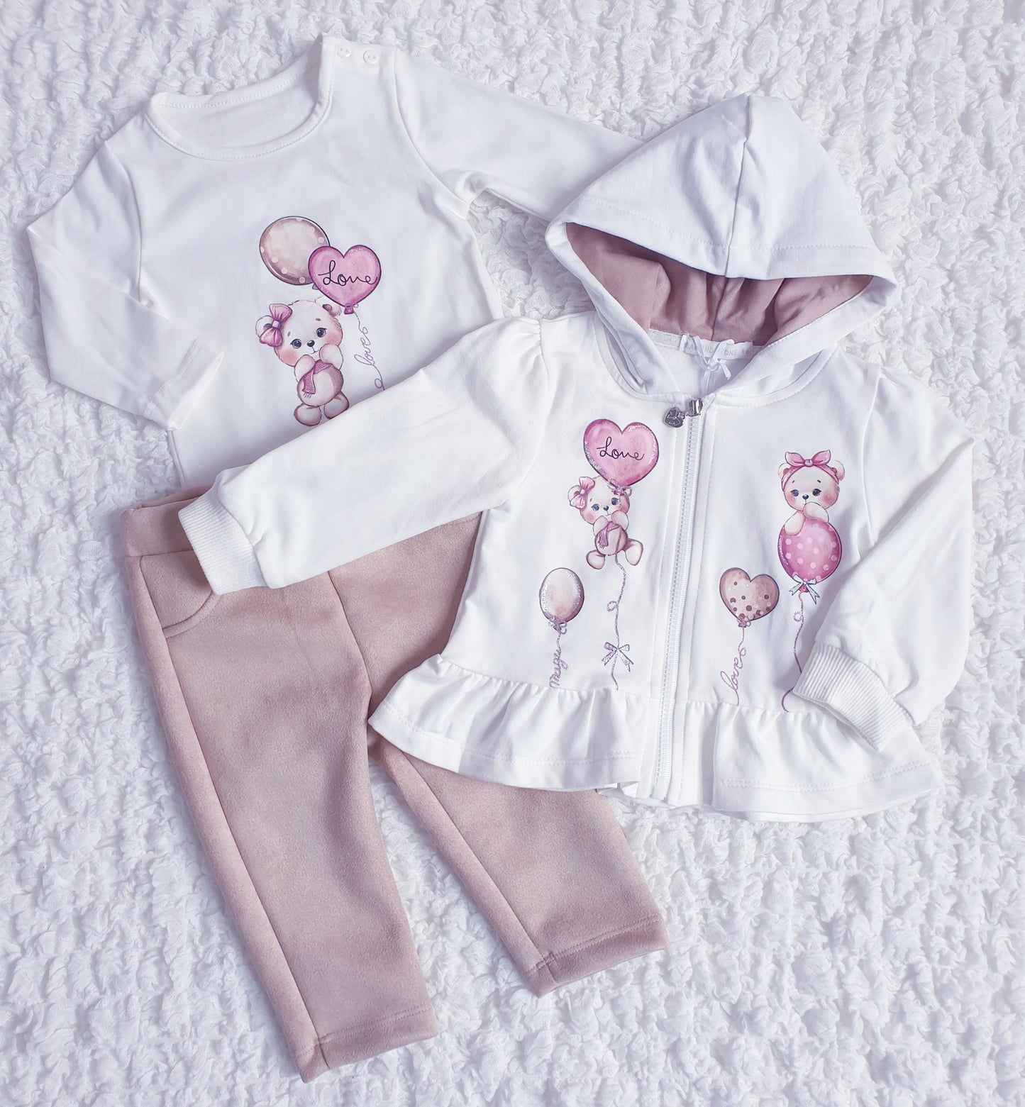 Baby Girls Teddy Heart 3 Piece Outfit