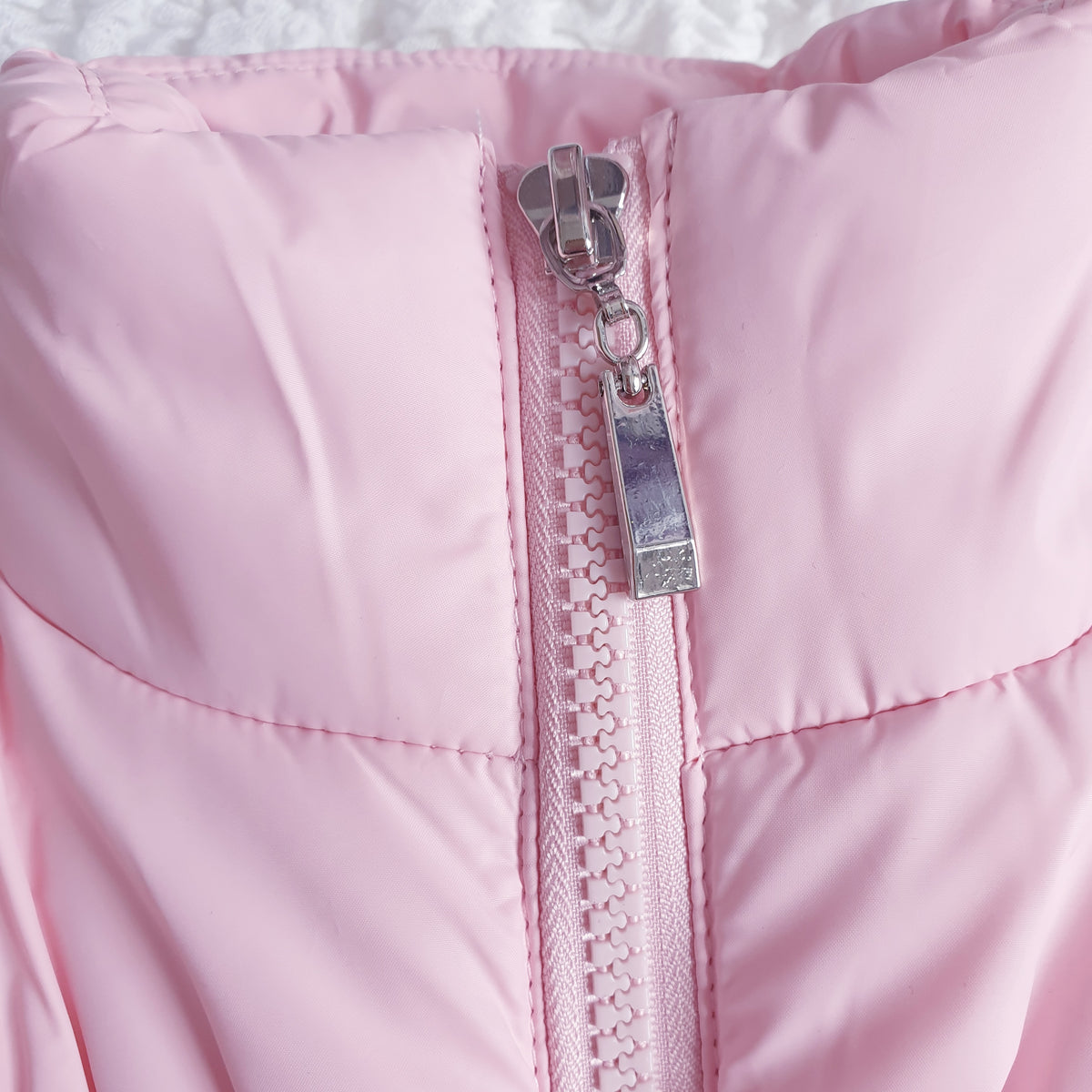 Baby Girls Bow Puffer Gilet Pink Cream