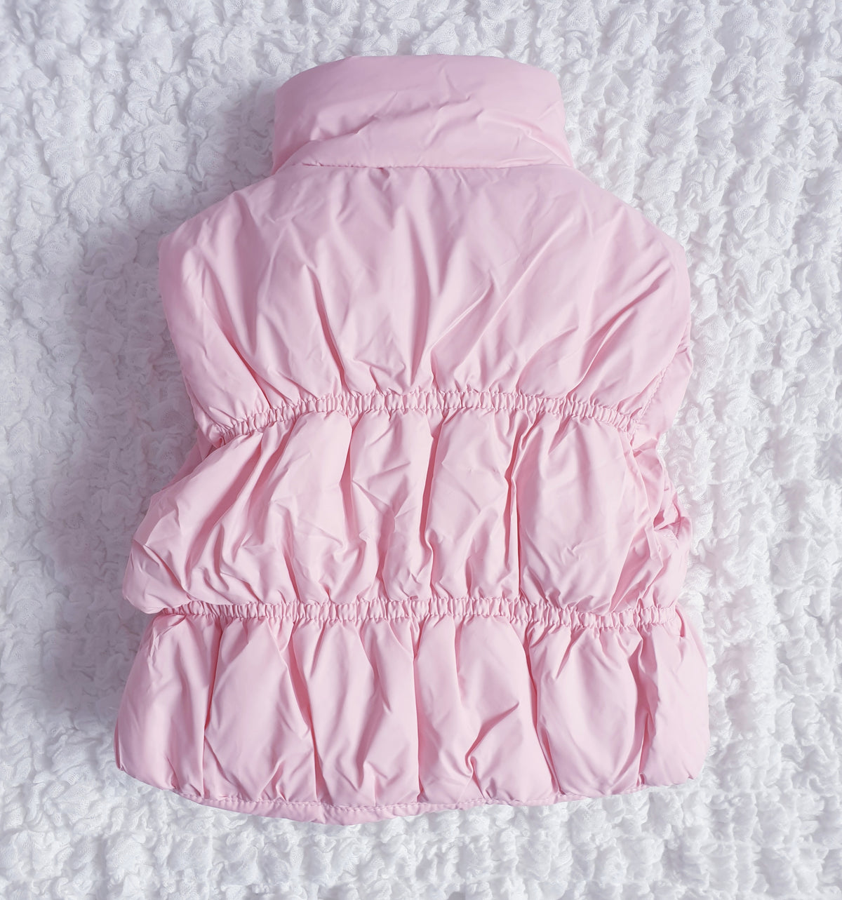 Baby Girls Bow Puffer Gilet Pink Cream