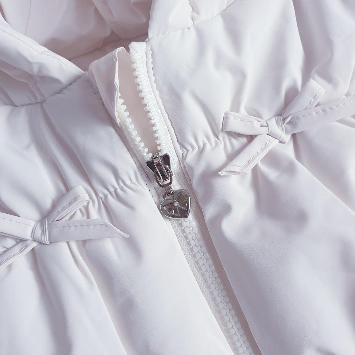 Baby Girls Cream Bow Puffer Coat