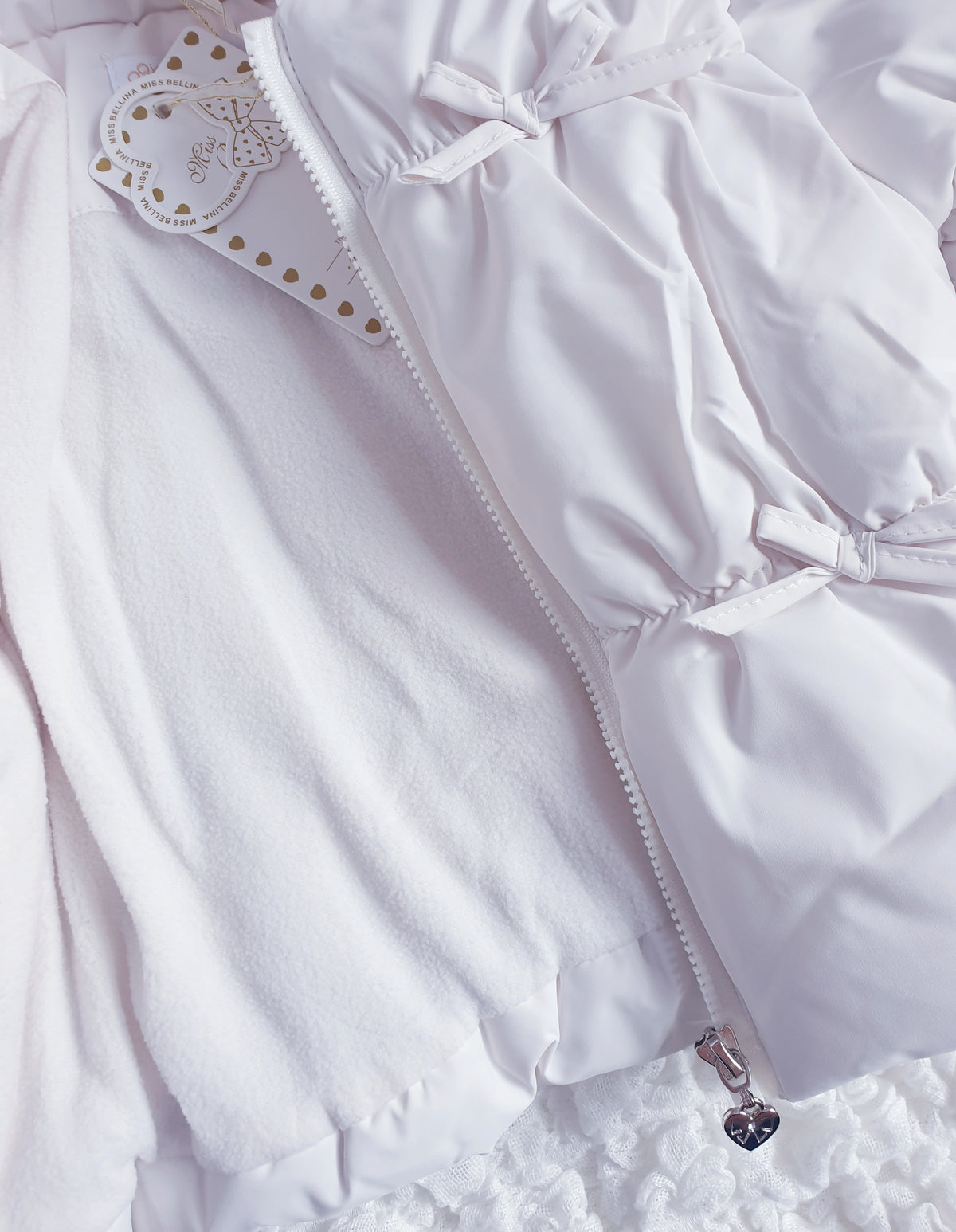 Baby Girls Cream Bow Puffer Coat