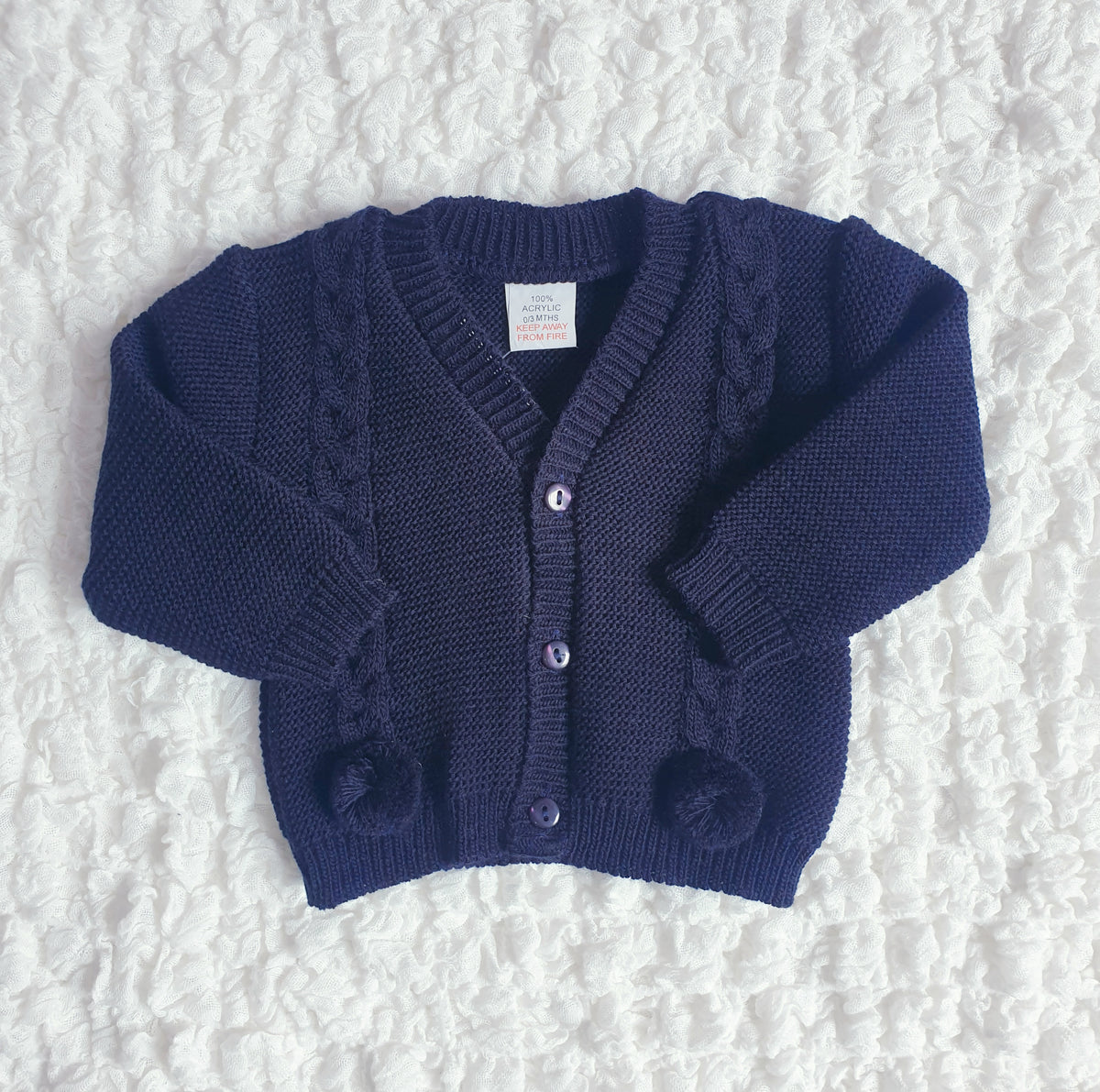 Baby Boys Pom Pom Cardigan Red Navy