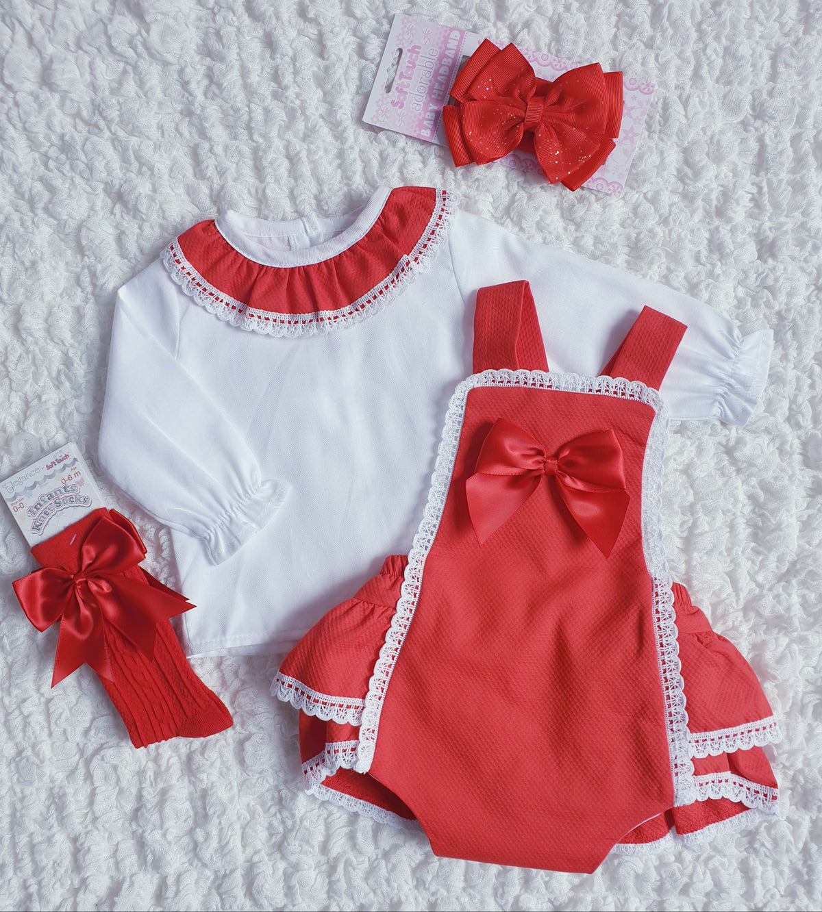 Baby Girls Red Spanish Bow Romper & Blouse