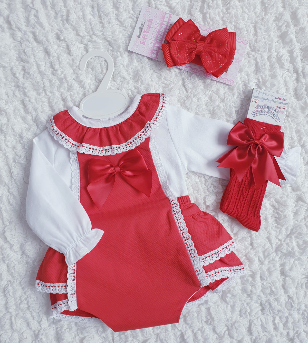 Baby Girls Red Spanish Bow Romper & Blouse