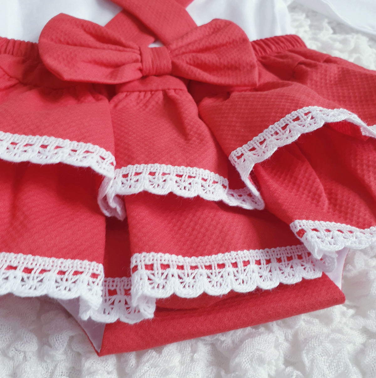 Baby Girls Red Spanish Bow Romper & Blouse