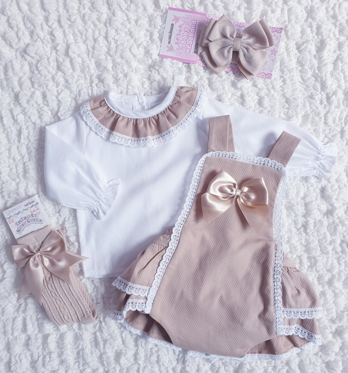 Baby Girls Beige Spanish Bow Romper & Blouse