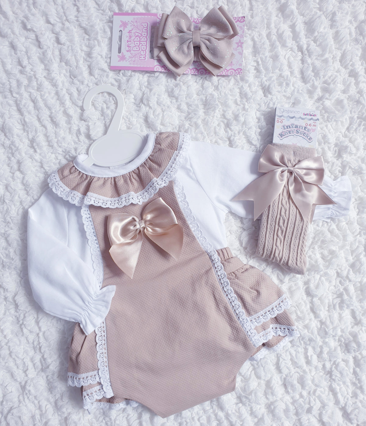 Baby Girls Beige Spanish Bow Romper & Blouse