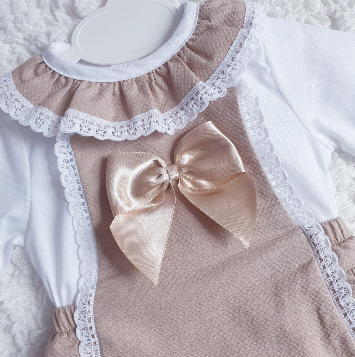 Baby Girls Beige Spanish Bow Romper & Blouse