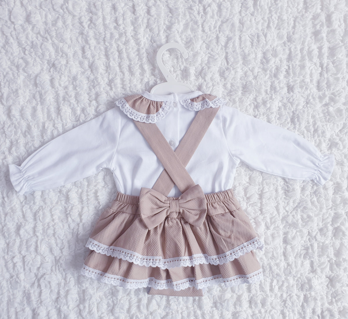 Baby Girls Beige Spanish Bow Romper & Blouse
