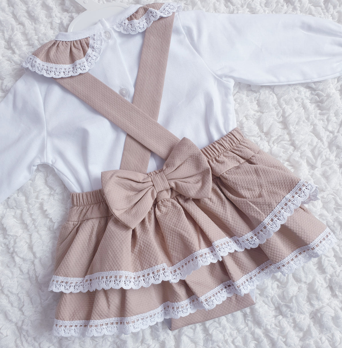 Baby Girls Beige Spanish Bow Romper & Blouse