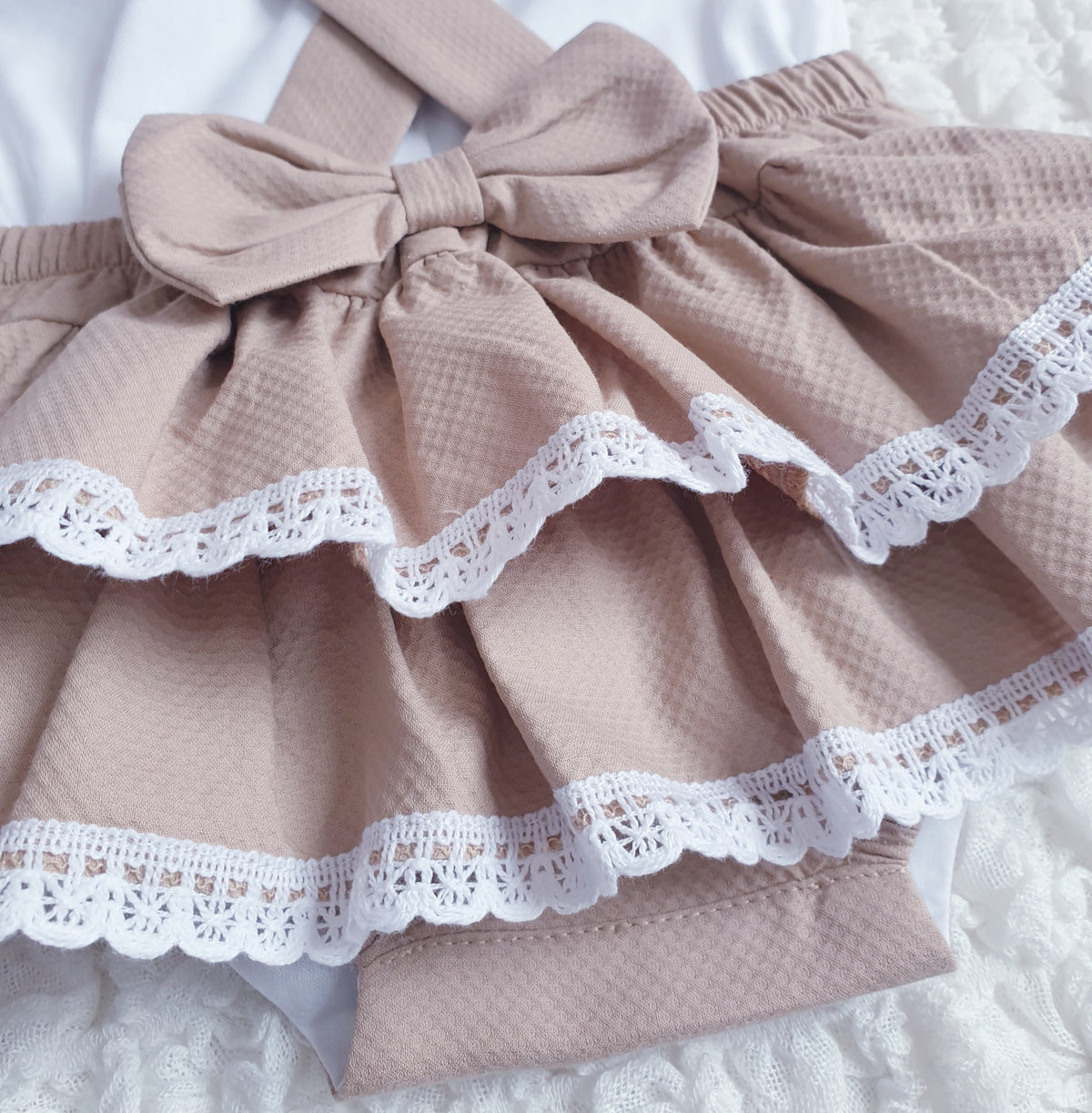 Baby Girls Beige Spanish Bow Romper & Blouse