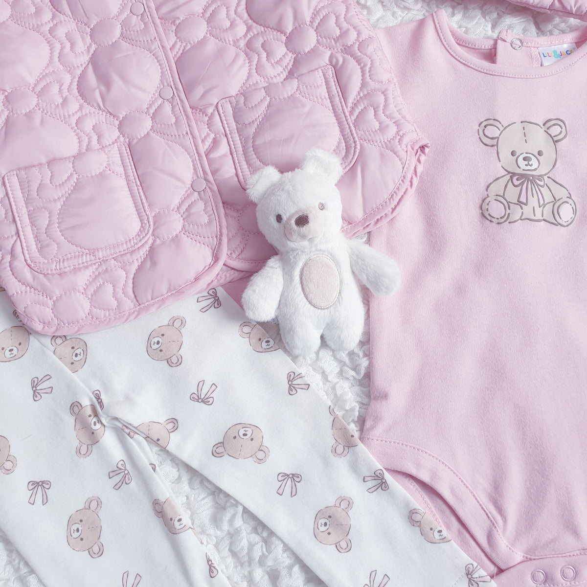 Girls Teddy Leggings Outfit & Pink Jacket Set