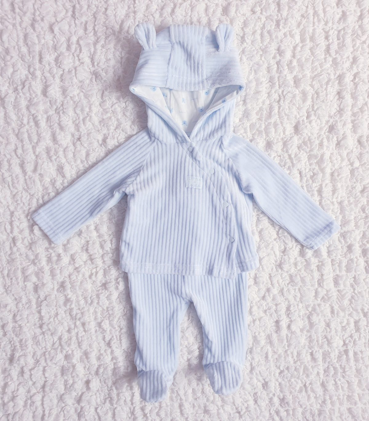Baby Boys Blue Ribbed Velour Set