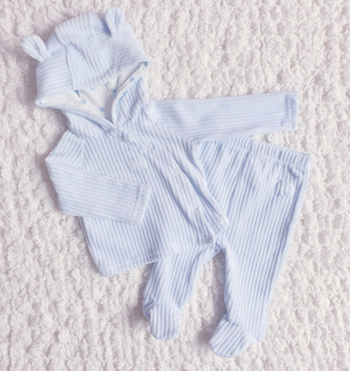 Baby Boys Blue Ribbed Velour Set