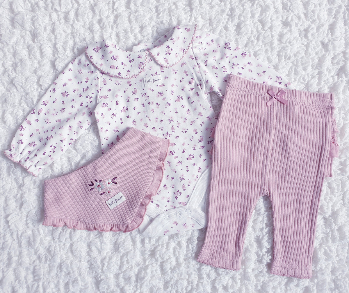 Baby Girls Dusky Pink Floral Leggings Set
