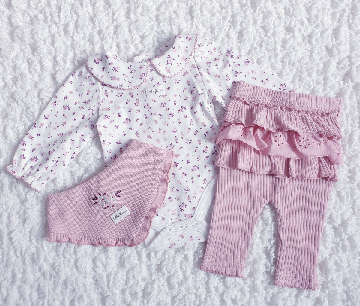 Baby Girls Dusky Pink Floral Leggings Set