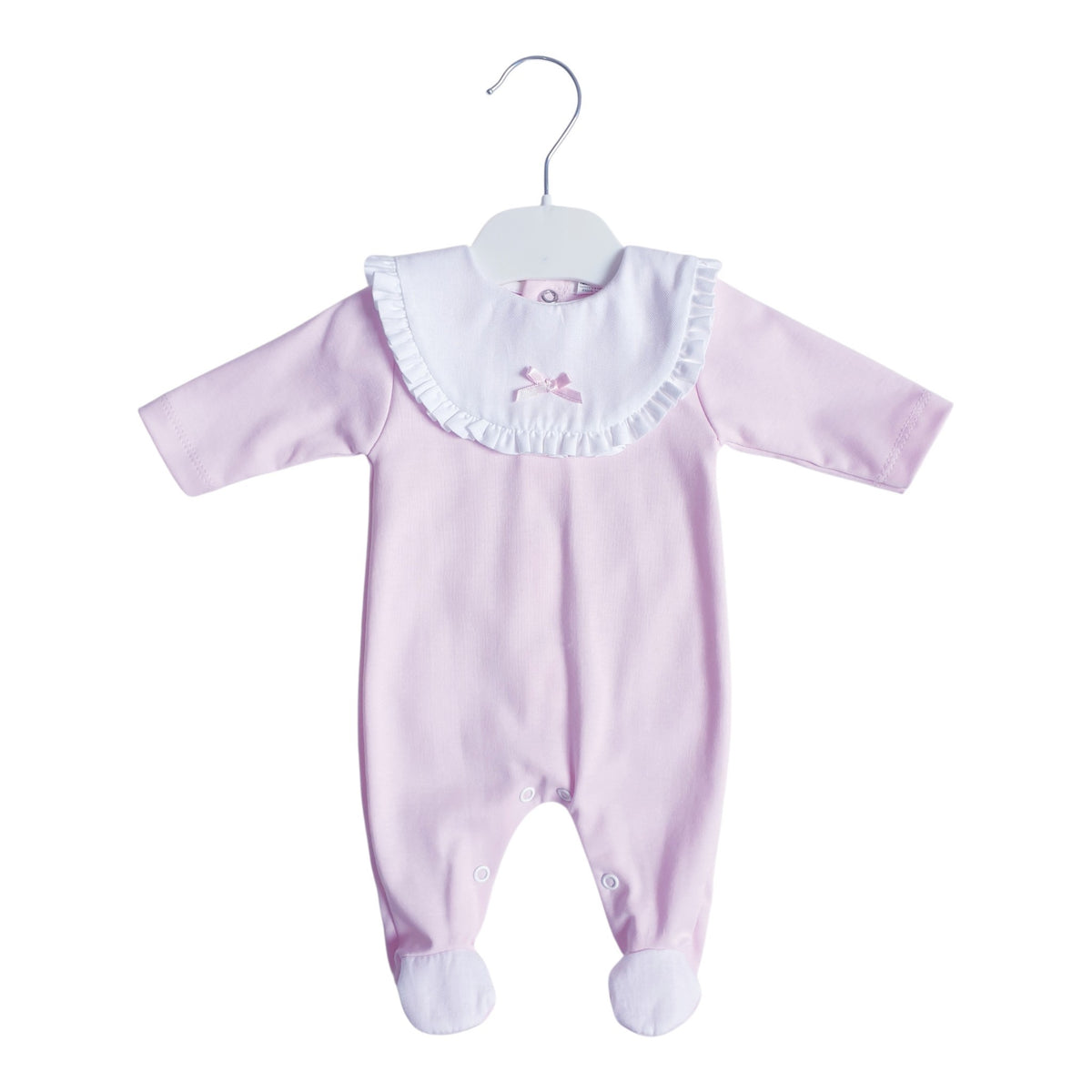 Baby Girls Pink Frill Bib Collar Babygrow