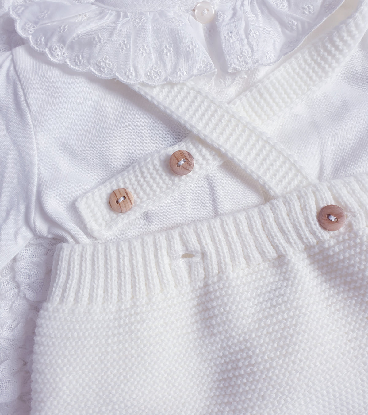 Baby Girls Cream Knitted Double Bow Romper