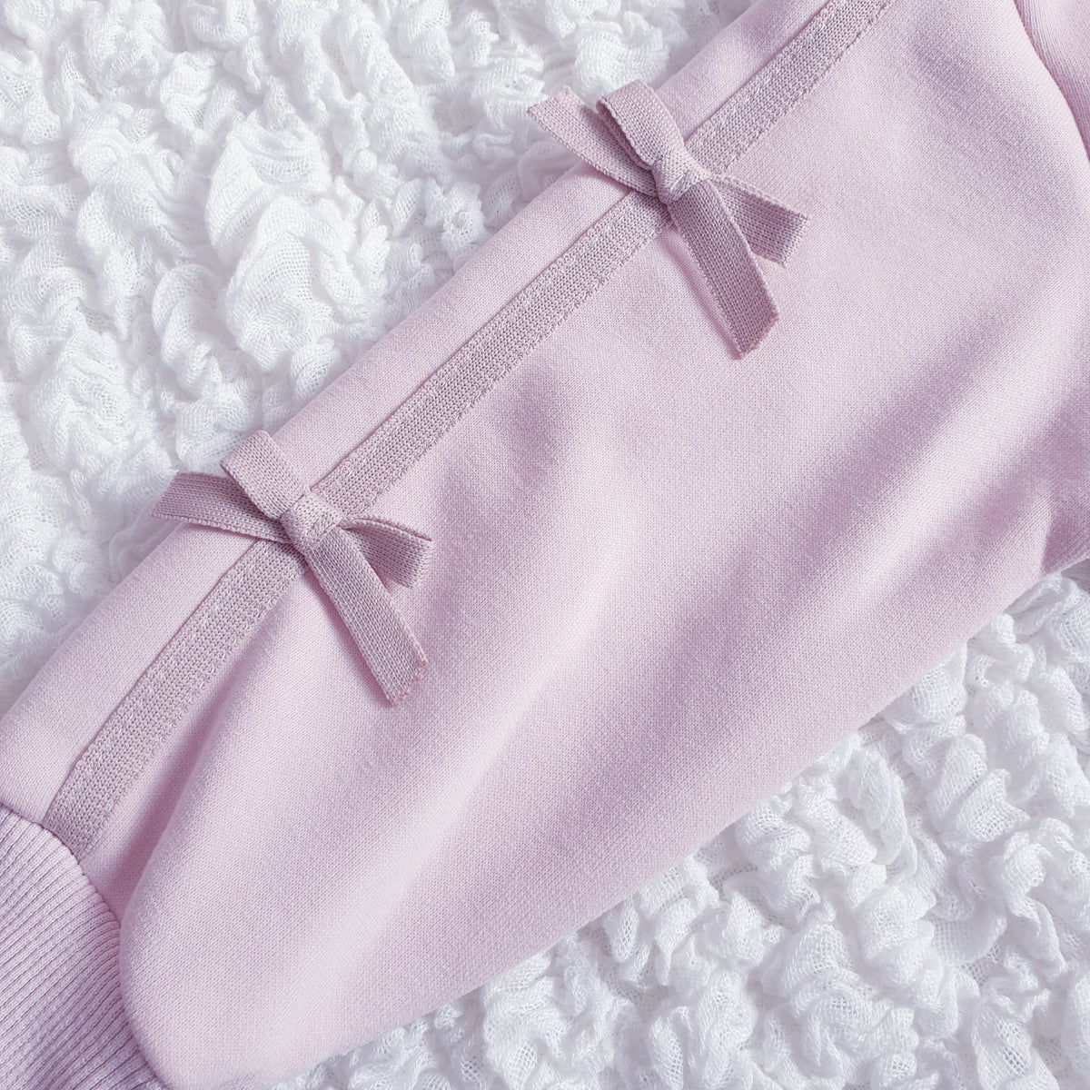 Girls Pink Bow Sweatshirt & Wide Leg Trouser Set