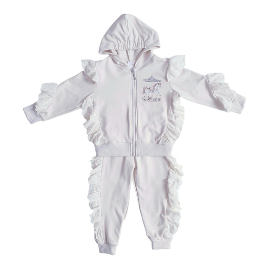 Girls Cream Carousel Ruffle Lounge Set