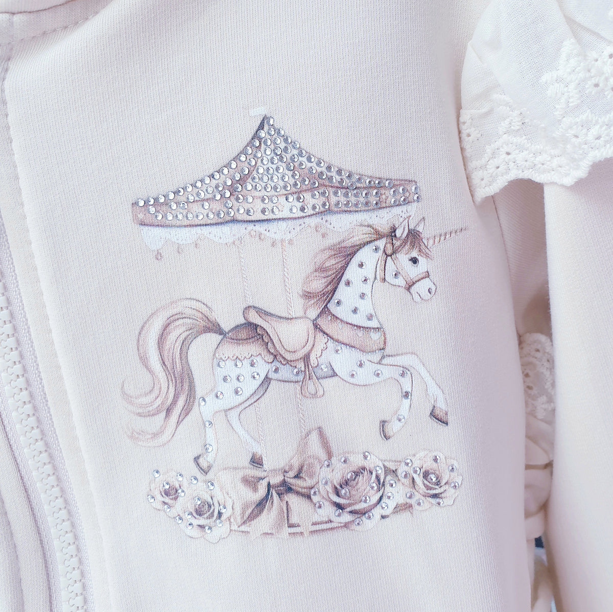 Girls Cream Carousel Ruffle Lounge Set