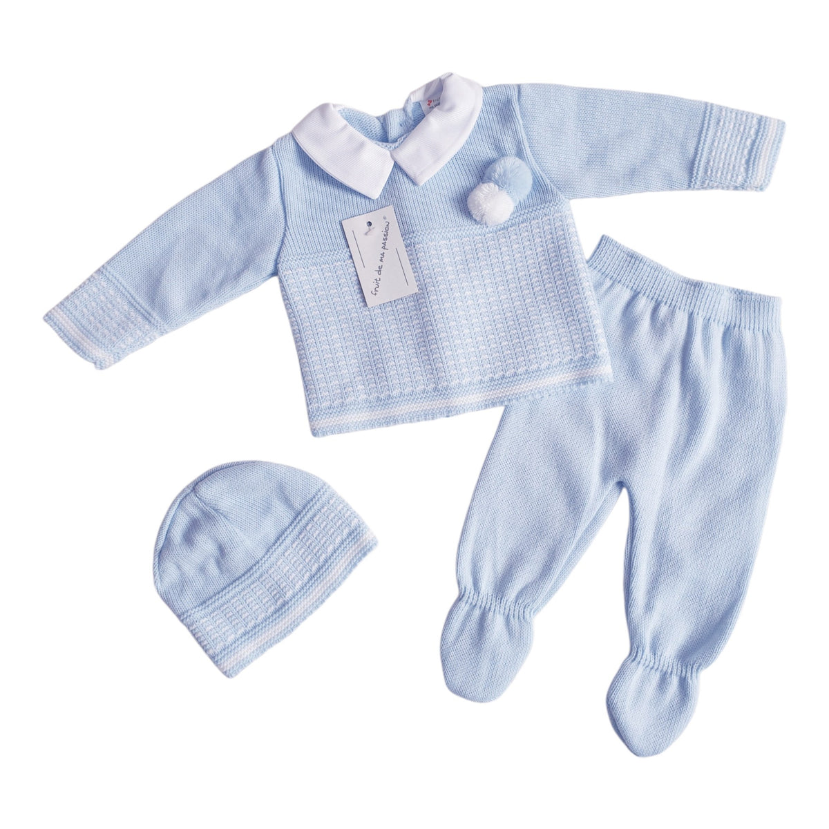 Baby Boys Spanish Blue Knitted 3 Piece Box Set