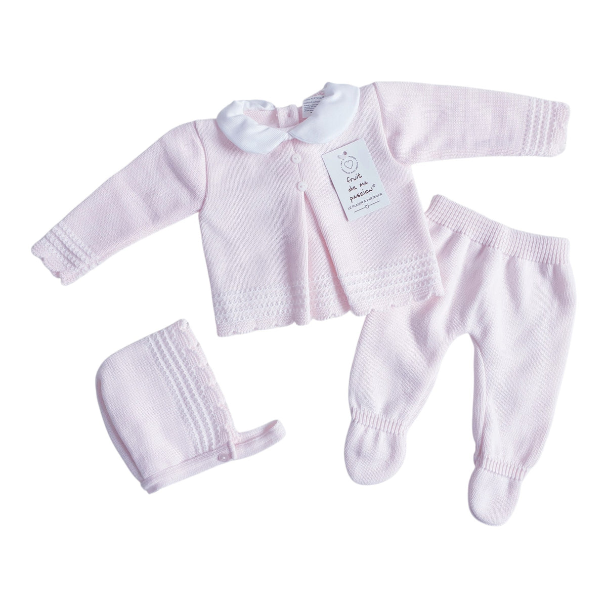 Baby Girls Pink Spanish Knitted 3 Piece Box Set