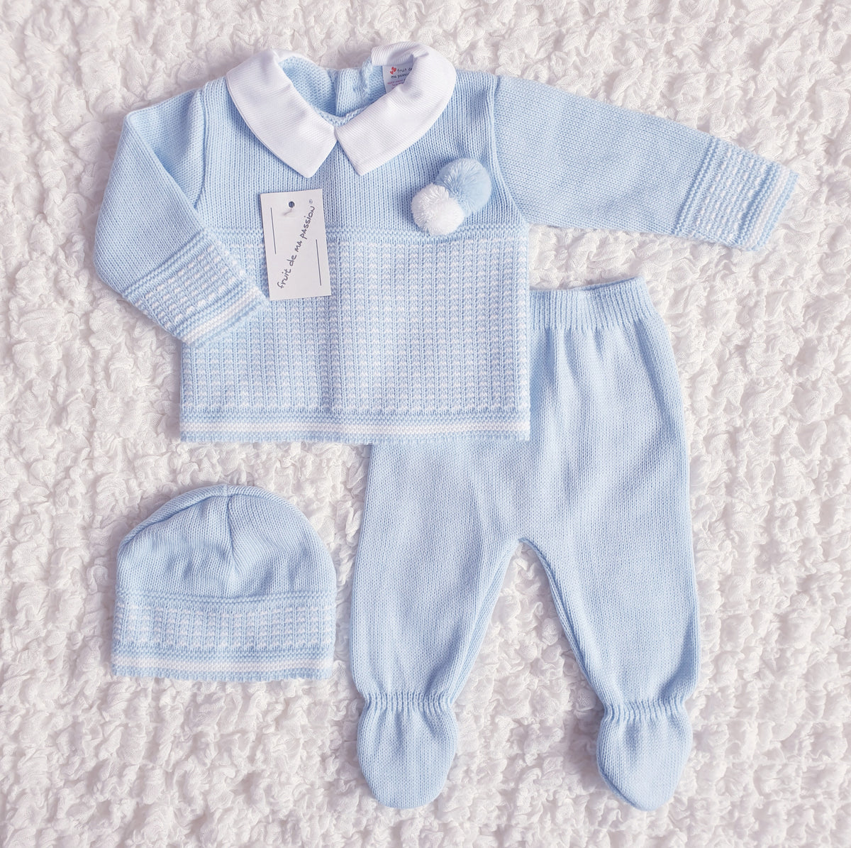 Baby Boys Spanish Blue Knitted 3 Piece Box Set